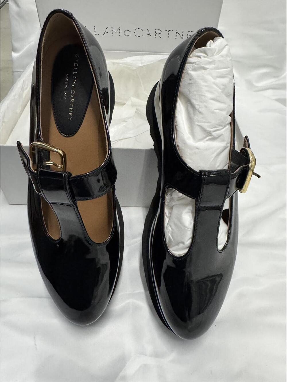 Stella McCartney Black Patent Leather Platform Mary Jane Shoes-Italian 38 - Picture 3 of 9